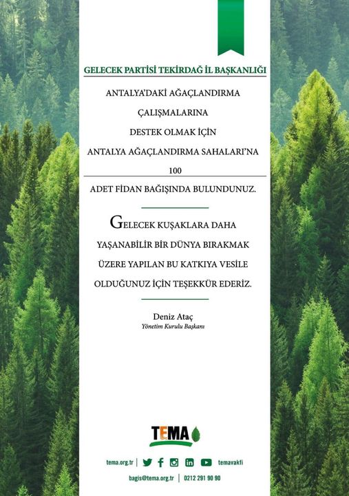 Antalya'ya 100 Ağaç Fidanı Bağışladık
