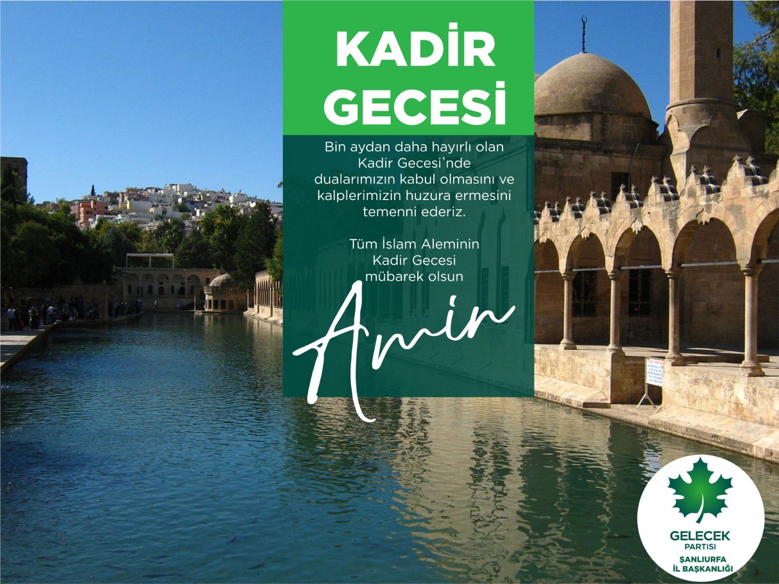 Bin Aydan daha hayırlı olan Kadir Gecesi'nde dualarınızın kabul olmasının diler,  İslam Aleminin Kadir Gecesi'ni Tebrik ediyoruz.  @Ahmet_Davutoglu   @GelecekPartiTR   @abdullahyesil63   @gelecek63