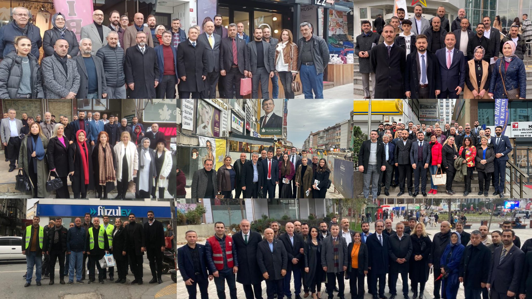 Gelecek Partisi İstanbul teşkilatları; Genel Merkez, il ve ilçe yöneticilerinin katılımıyla 7️⃣ farklı noktada saha çalışmaları ve esnaf ziyaretleri gerçekleştiriyor.