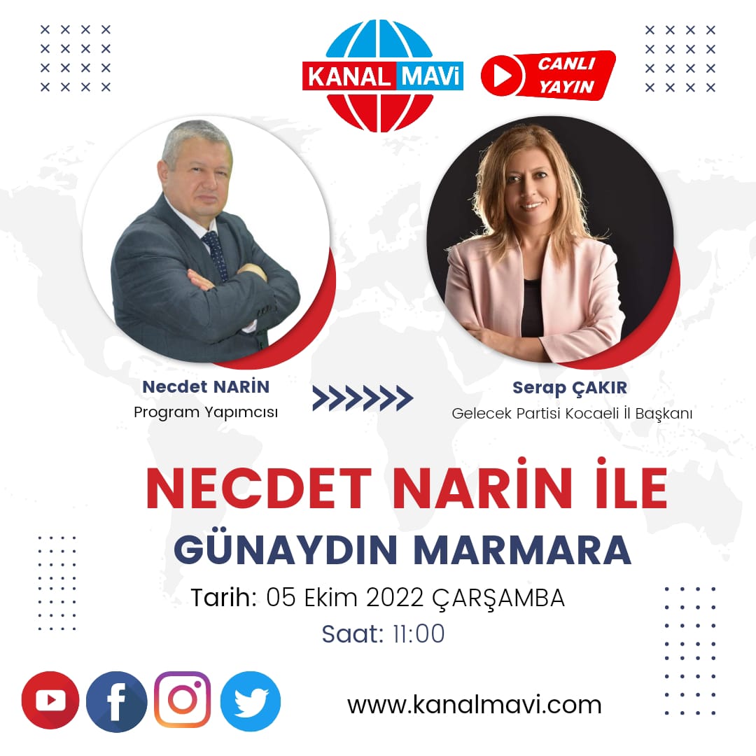 İl Başkanımız Serap Çakır, Necdet Narin ile Günaydın Marmara programının konuğu olacak
