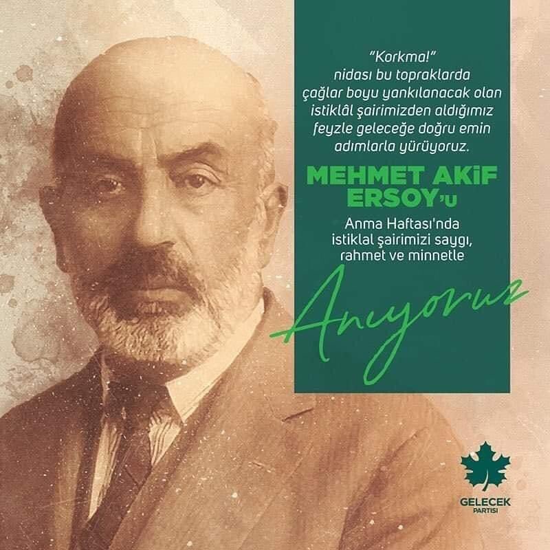 Milli şairimiz Mehmet Akif Ersoy’u vefatının 86.yıl donumunde rahmet ve sukranla anıyoruz