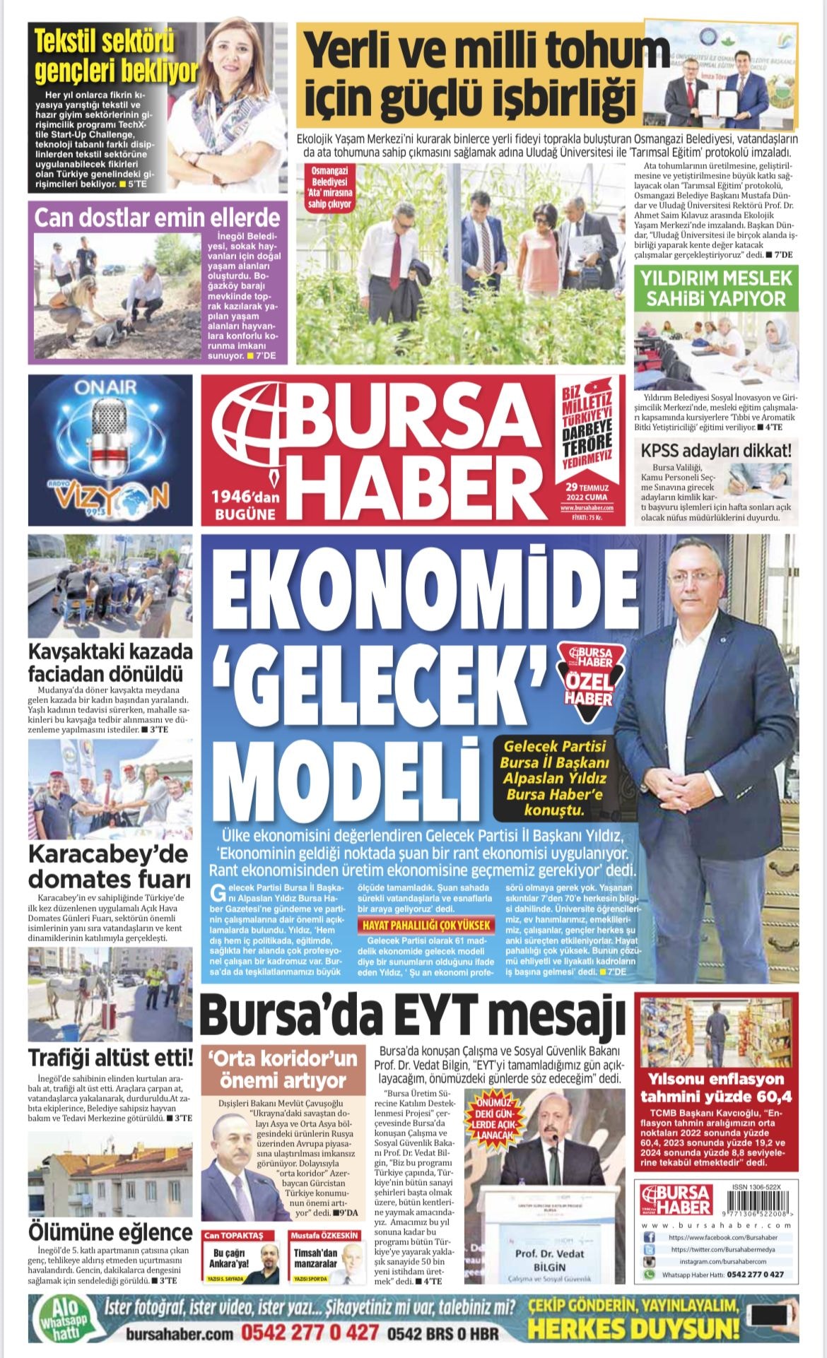 Sayın İl Başkanımız Alpaslan Yıldız Bursa Haber gazete ve Bursa Haber  TV ye değerlendirmelerde bulundu